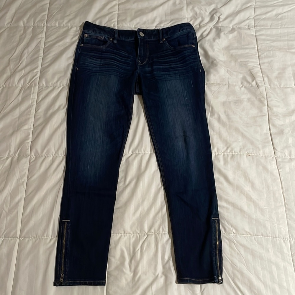 Express Jeans Women’s Dark Blue Ankle Legging Stella Low Rise Jeans, Size 8R